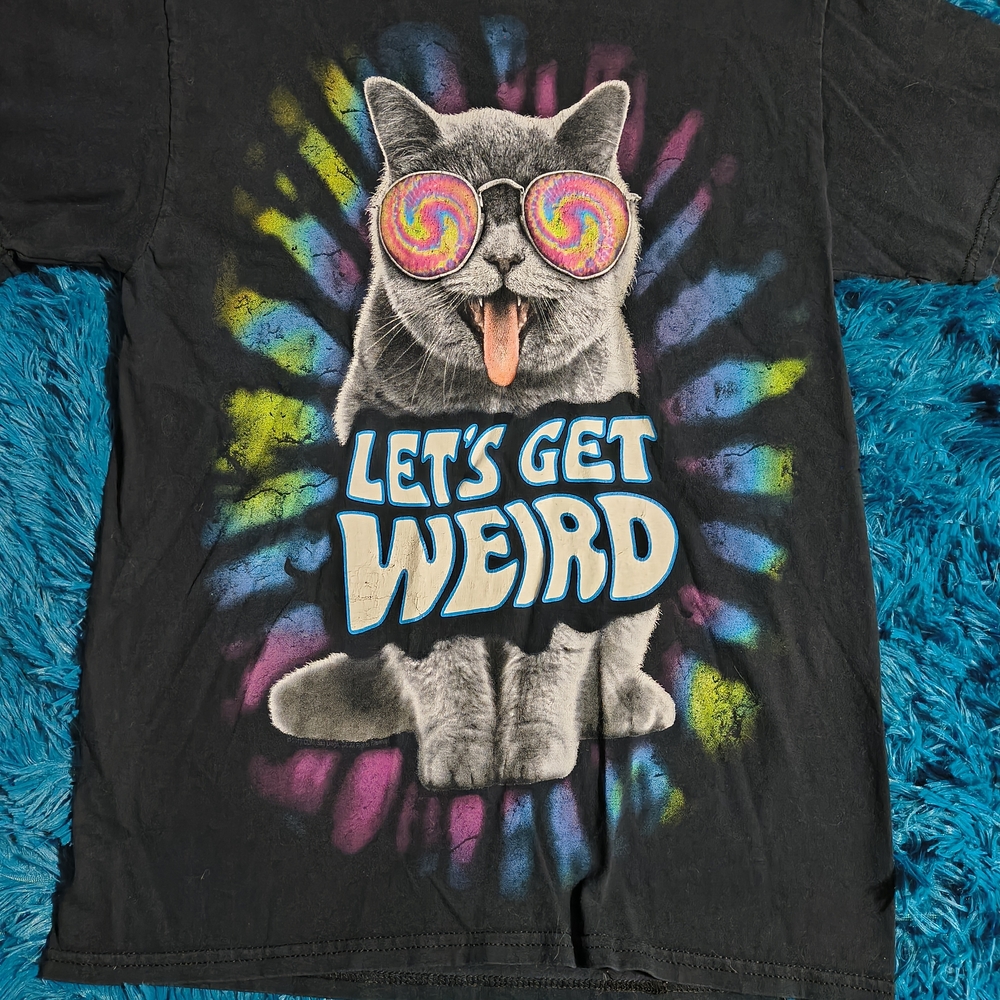 Psychedelic Cat Graphic Tee - Black